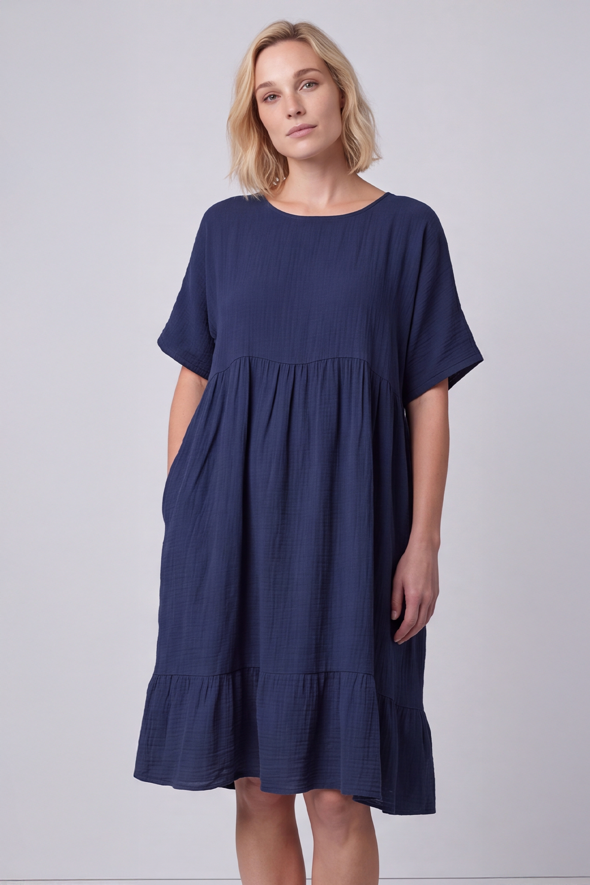 Anya Cotton Pocket Dress Navy