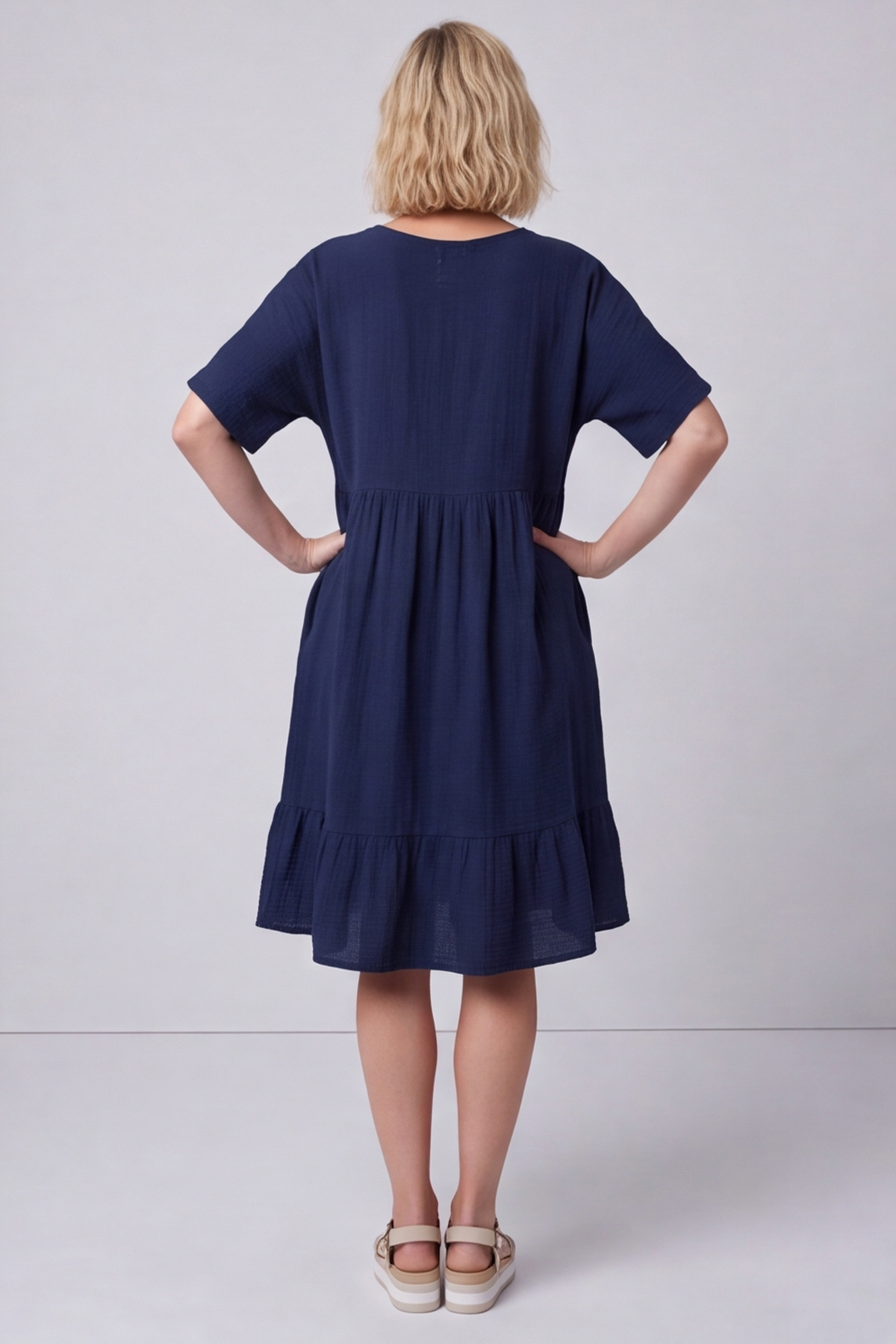 Anya Cotton Pocket Dress Navy