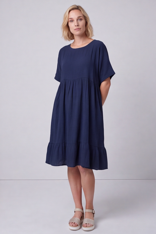 Anya Cotton Pocket Dress Navy - Image 5