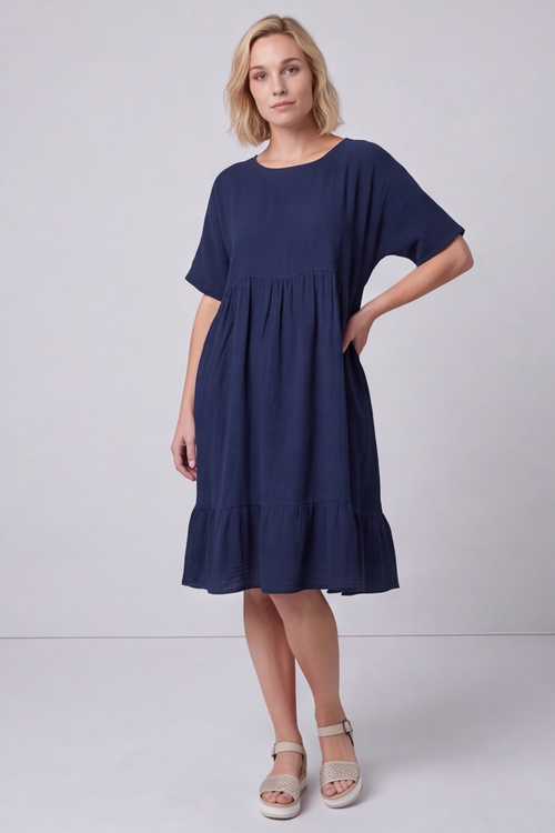 Anya Cotton Pocket Dress Navy - Image 6