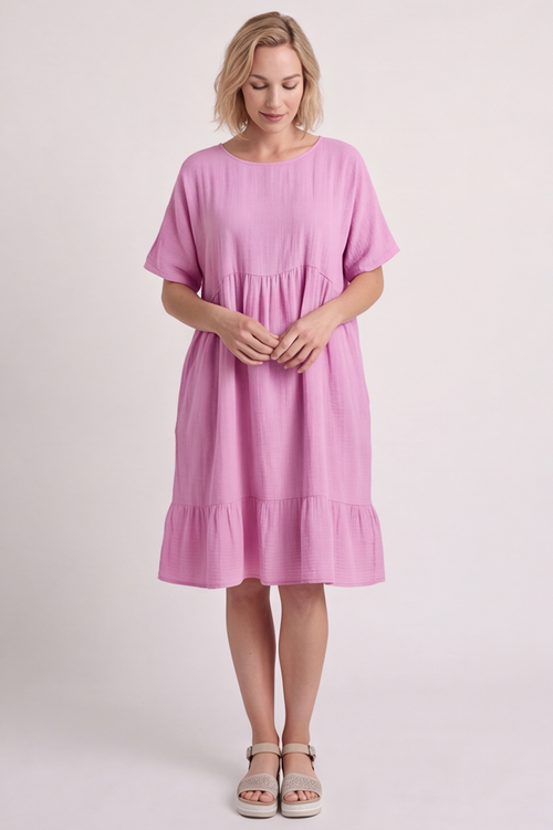 Anya Cotton Pocket Dress Fragola Pink - Image 2