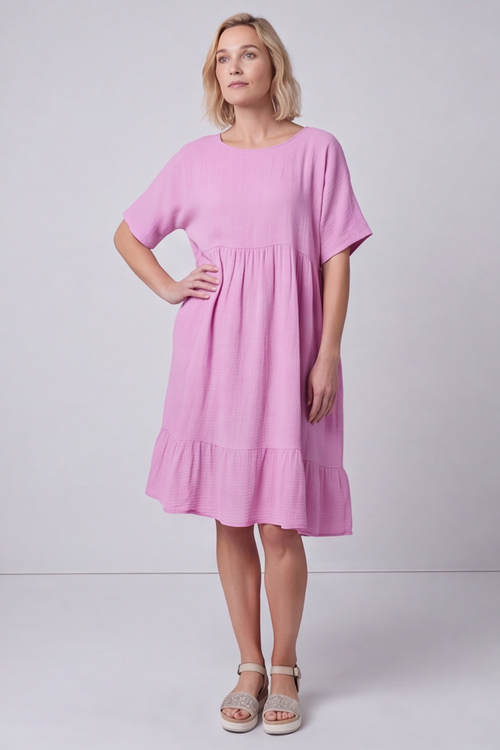 Anya Cotton Pocket Dress Fragola Pink - Image 3