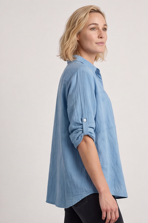 Valentina Broderie Blue Shirt - Image 2