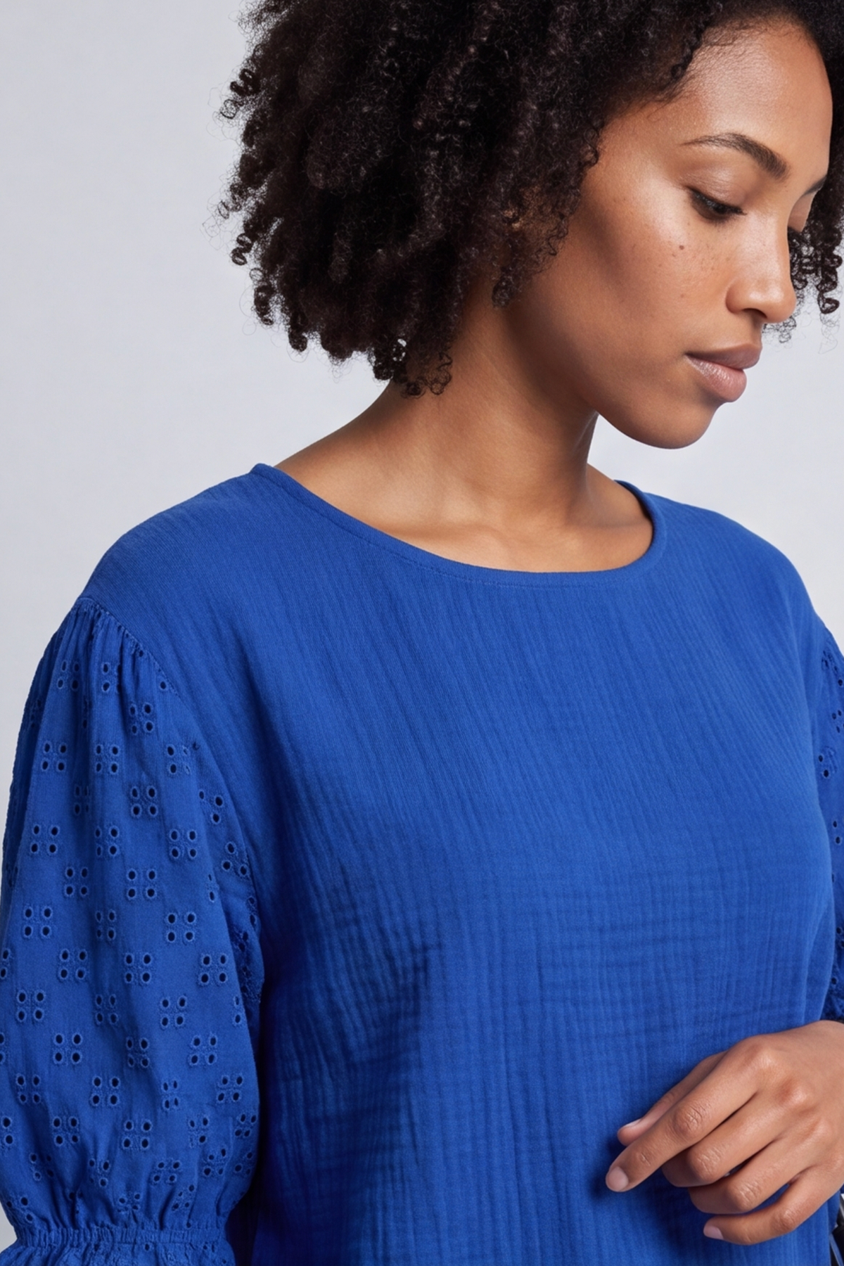 Ariana Cotton Tunic Top Cobalt