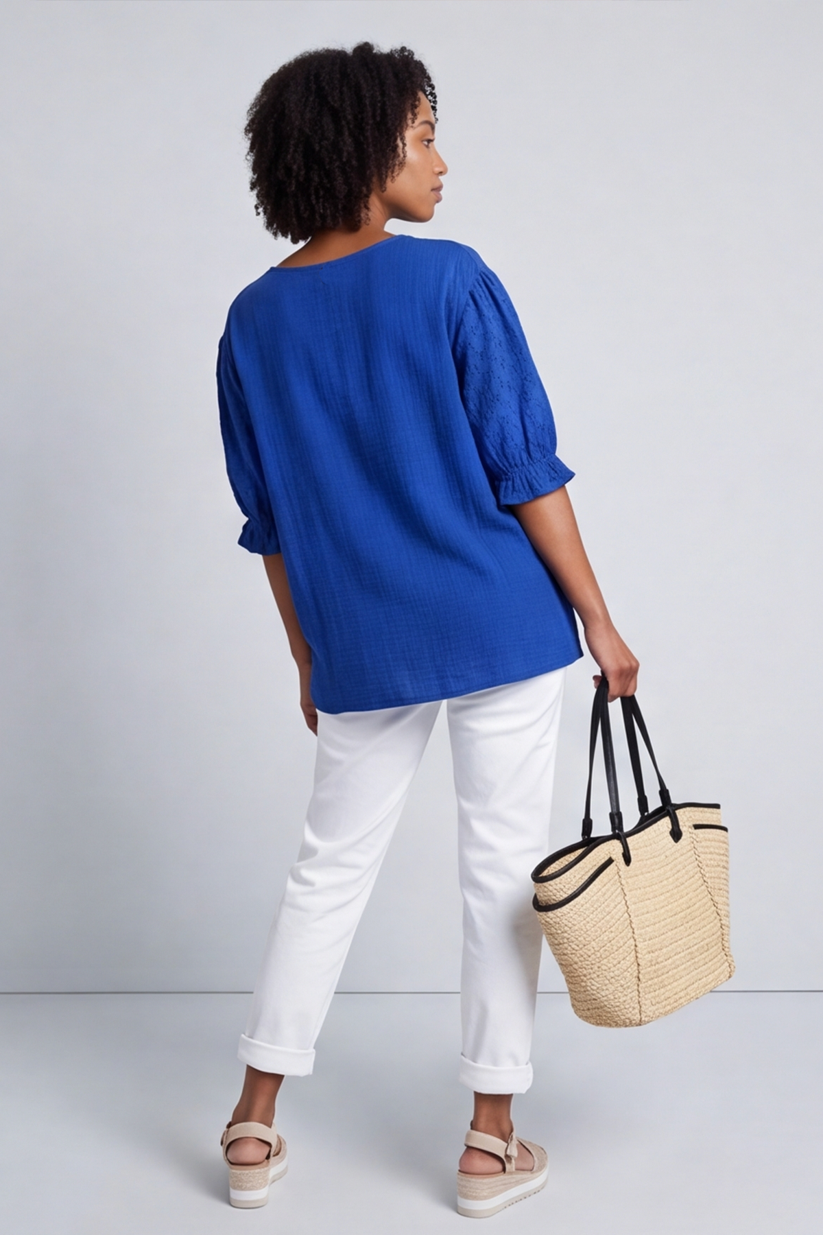 Ariana Cotton Tunic Top Cobalt