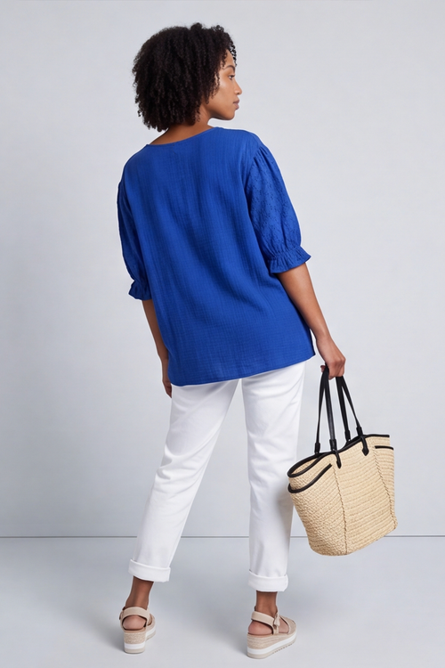 Ariana Cotton Tunic Top Cobalt - Image 4