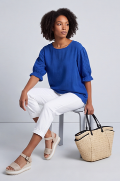 Ariana Cotton Tunic Top Cobalt