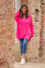Bo Slouch V-Neck Jumper Fuchsia Fuchsia - Bo Slouch V-Neck Jumper Fuchsia