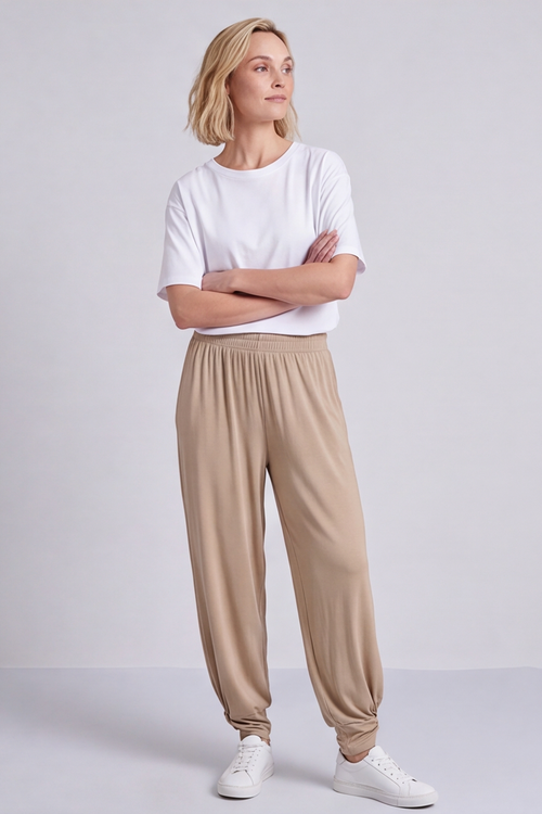 Jacinda Cotton Mocha Trousers - Image 3