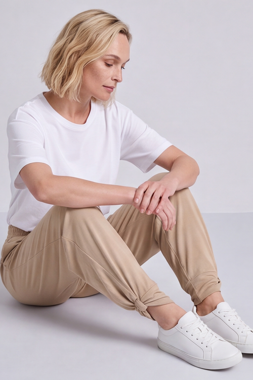 Jacinda Cotton Mocha Trousers - Image 2