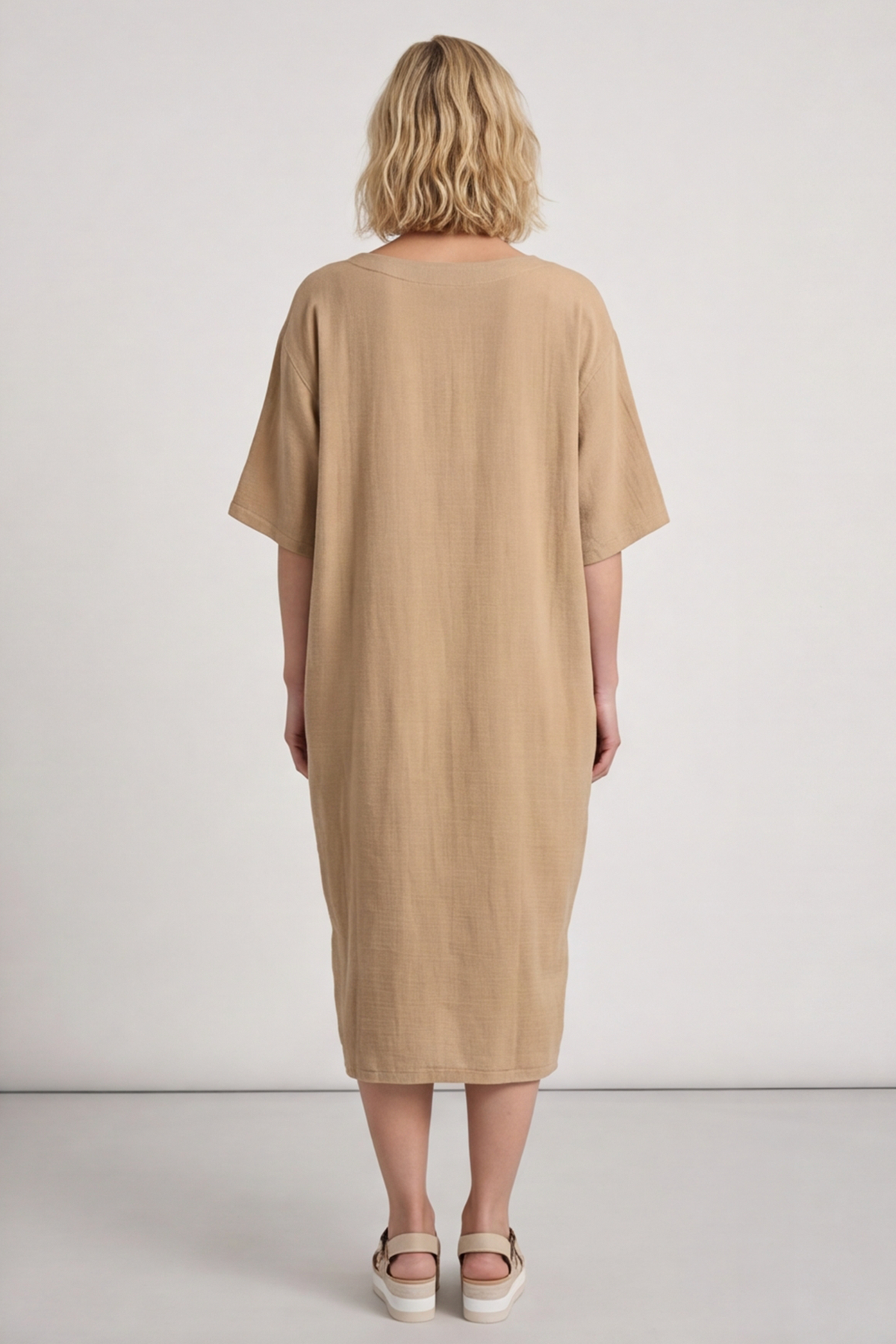 Pauline Linen 2 Piece Cardigan and Dress Set Camel