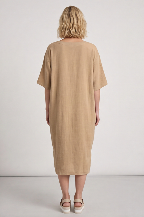 Pauline Linen 2 Piece Cardigan and Dress Set Camel - Image 10