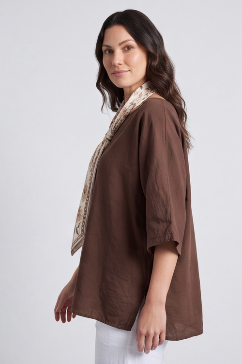 Lyra Cocoa Scarf Top - Image 1