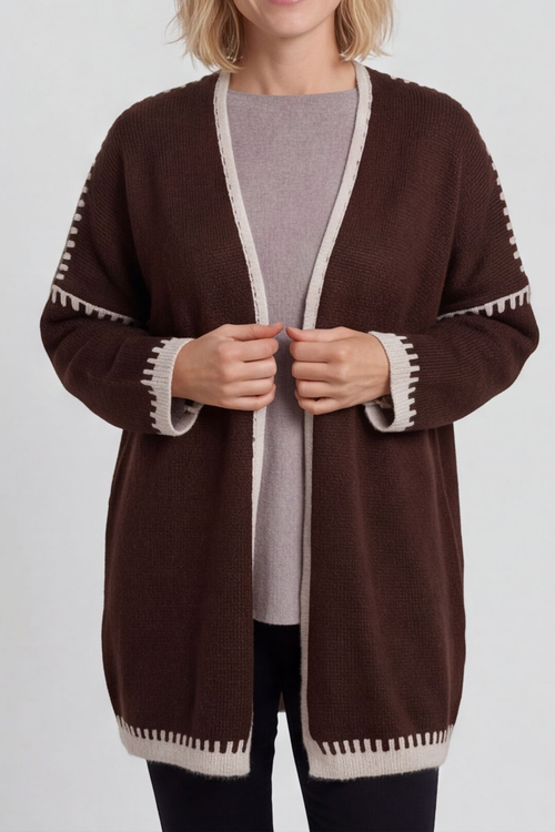 Melina Knitted Cardigan Cocoa - Image 4