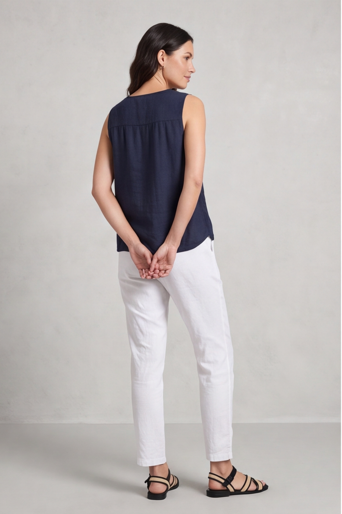 Mia Navy Button Top