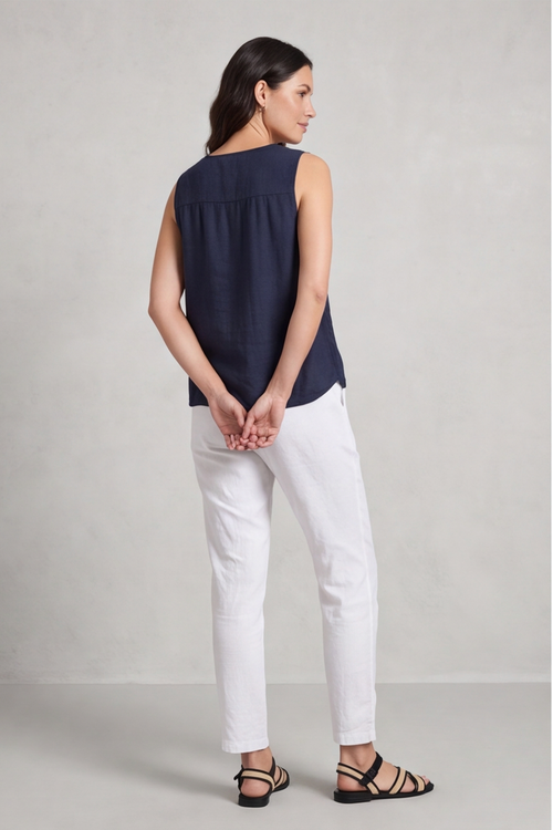 Mia Navy Button Top - Image 4