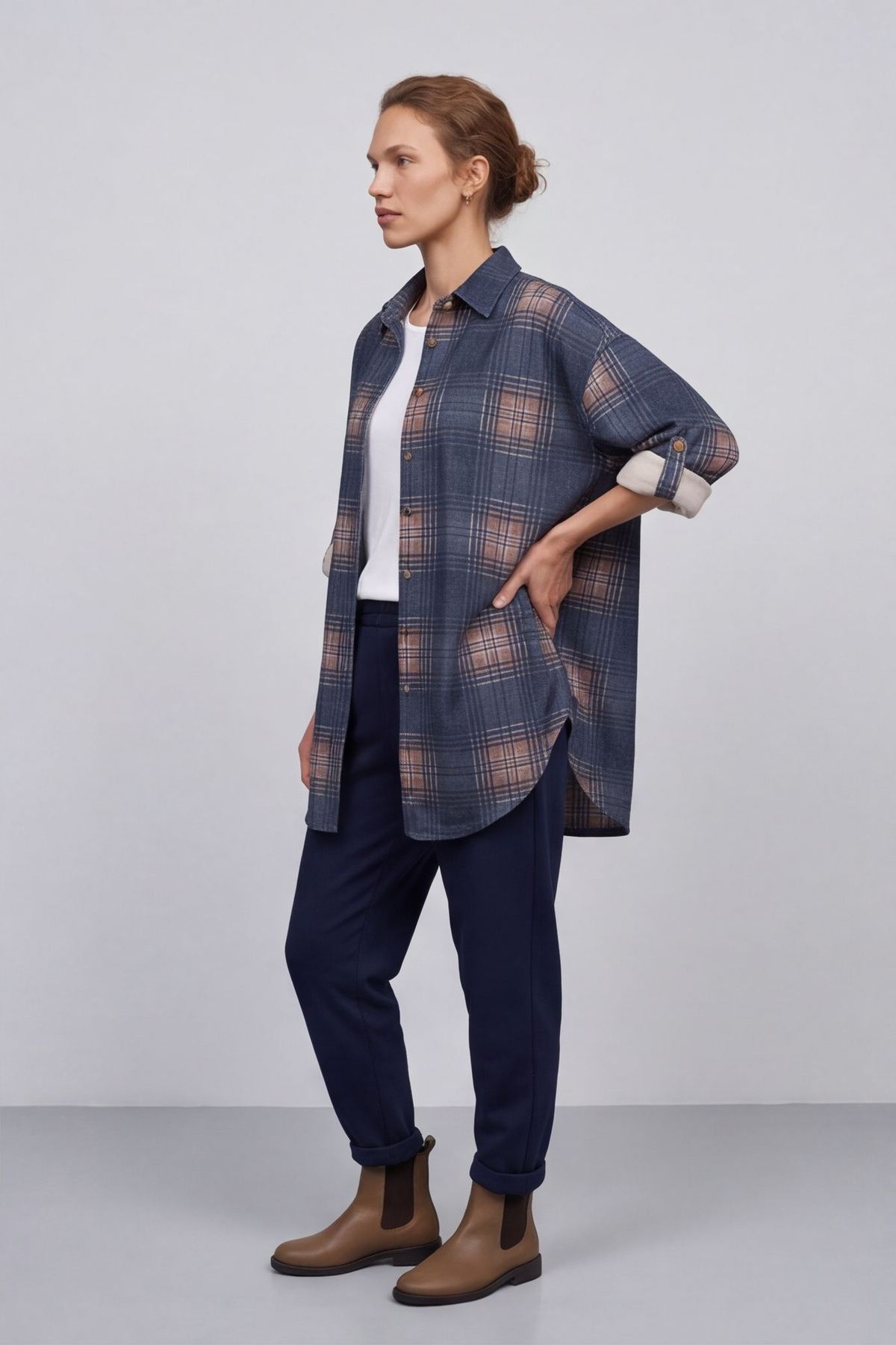 Calla Print Over Shirt Navy