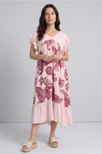 Carli V-Neck Pattern Dress Pink Pink - Carli V-Neck Pattern Dress Pink