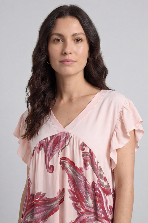 Carli V-Neck Pattern Dress Pink - Image 2