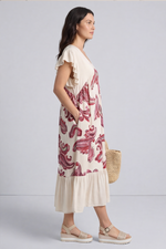 Carli V-Neck Pattern Dress Stone Stone - Carli V-Neck Pattern Dress Stone