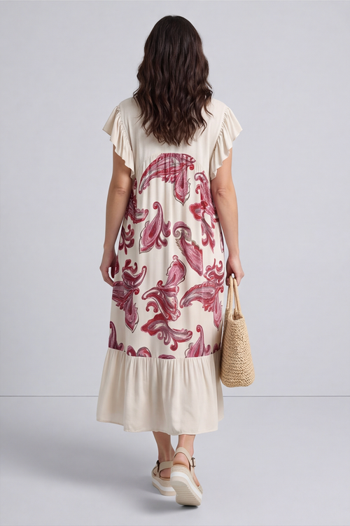 Carli V-Neck Pattern Dress Stone - Image 2