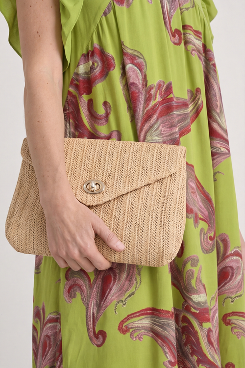 Carli V-Neck Pattern Dress Olive - Image 3