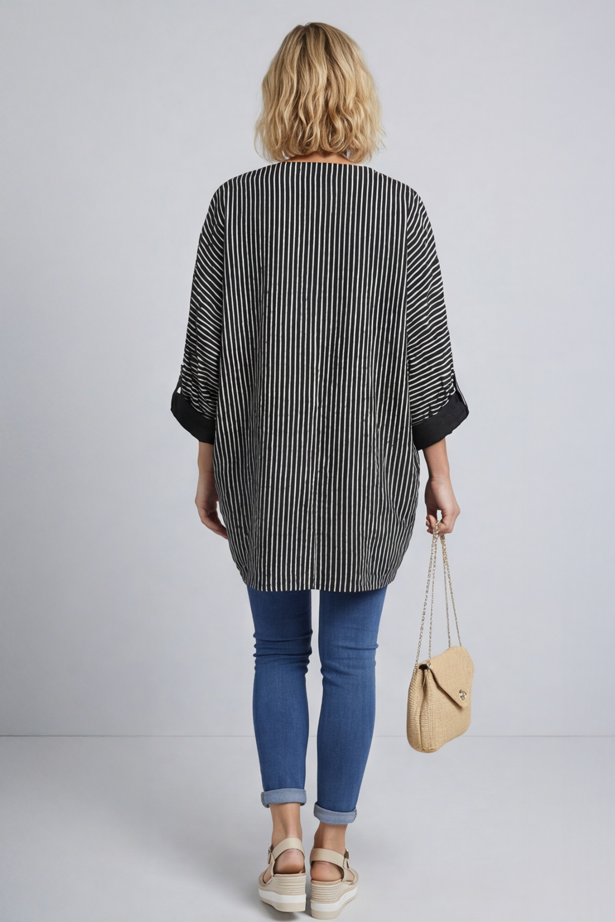 Carlota Stripe Linen Jacket Black