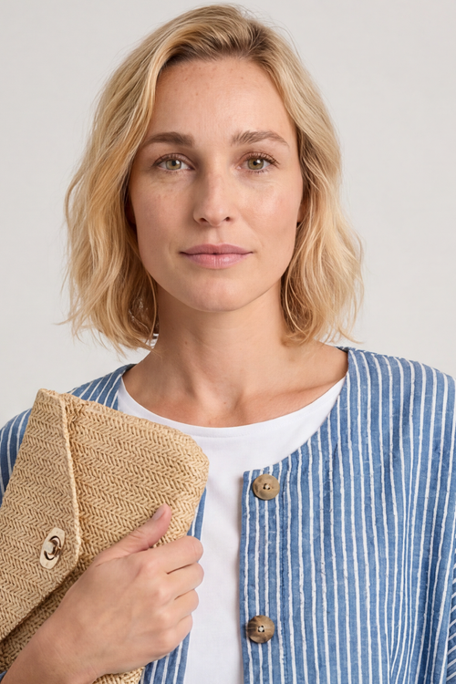 Carlota Stripe Linen Jacket Blue - Image 2