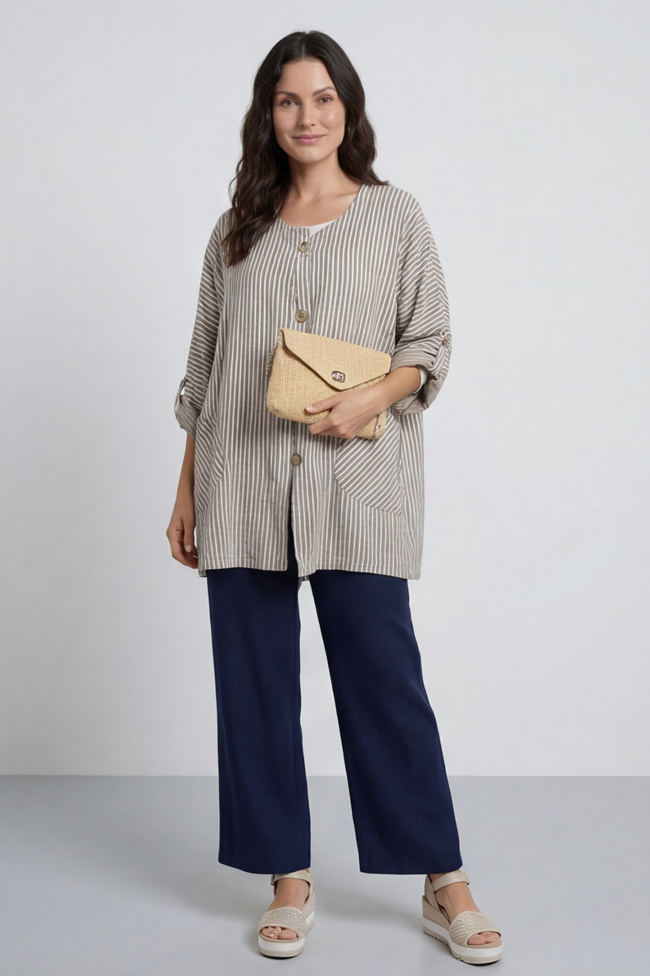 Carlota Stripe Linen Jacket Mocha