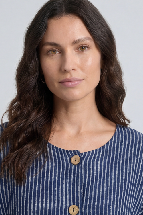 Carlota Stripe Linen Jacket Navy - Image 2