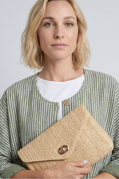 Carlota Stripe Linen Jacket Khaki - Image 2