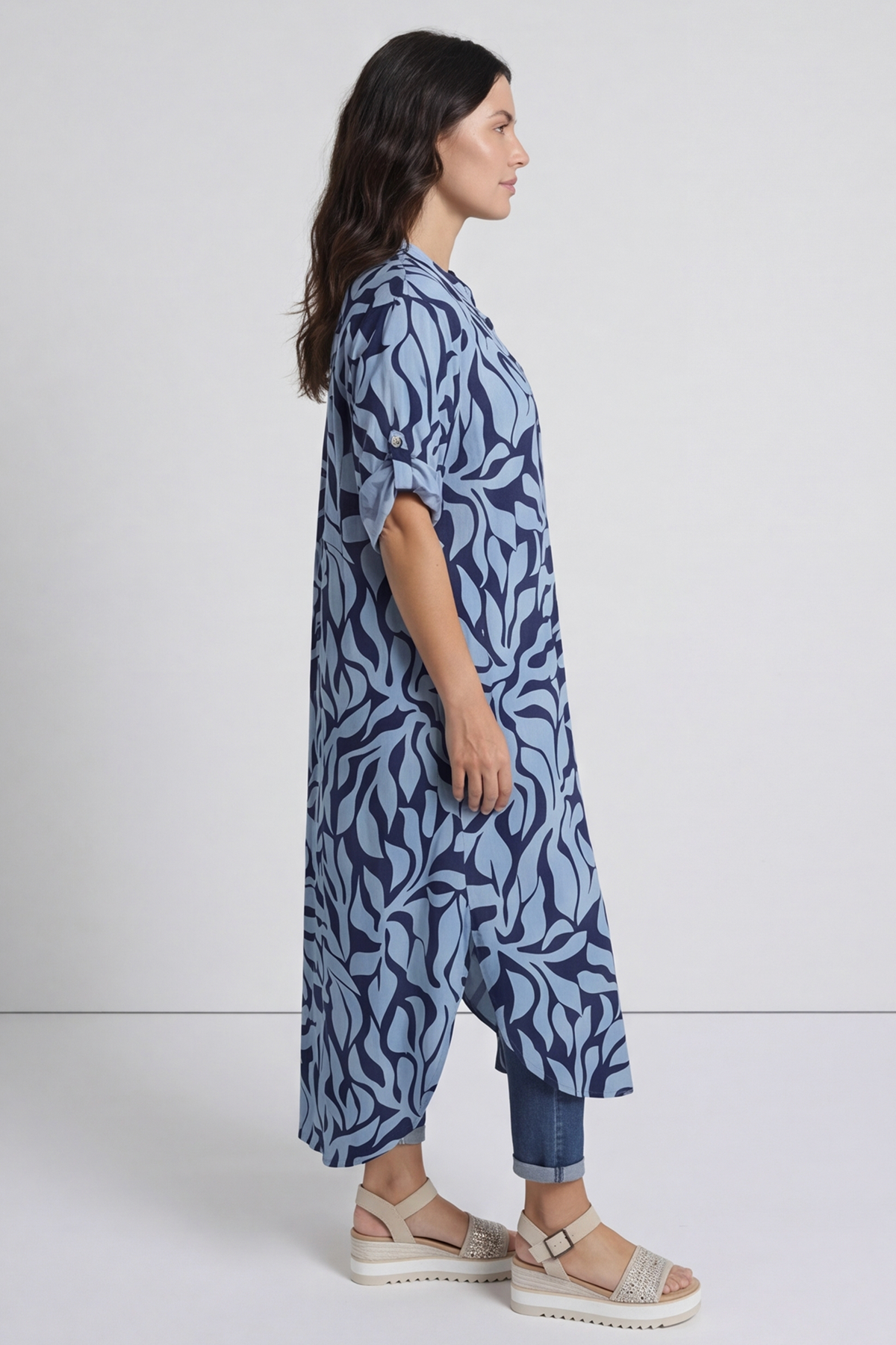 Carlyn Print Button Dress Blue