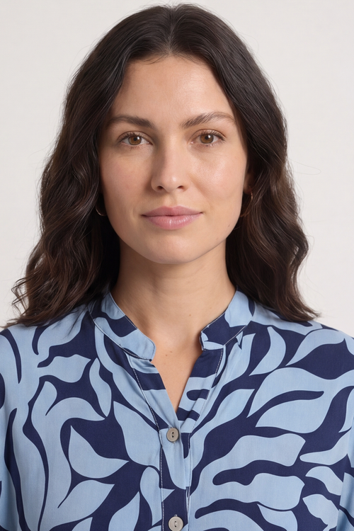 Carlyn Print Button Dress Blue - Image 3