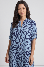 Carlyn Print Button Dress Blue Blue - Carlyn Print Button Dress Blue