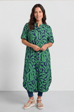Carlyn Print Button Dress Green