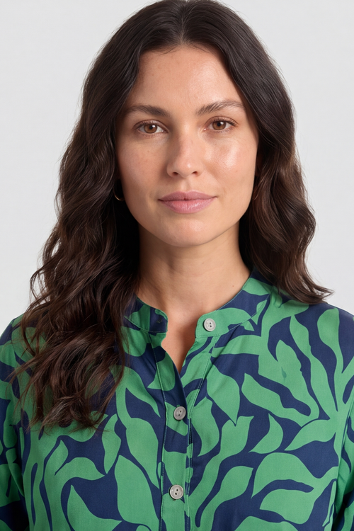 Carlyn Print Button Dress Green - Image 3