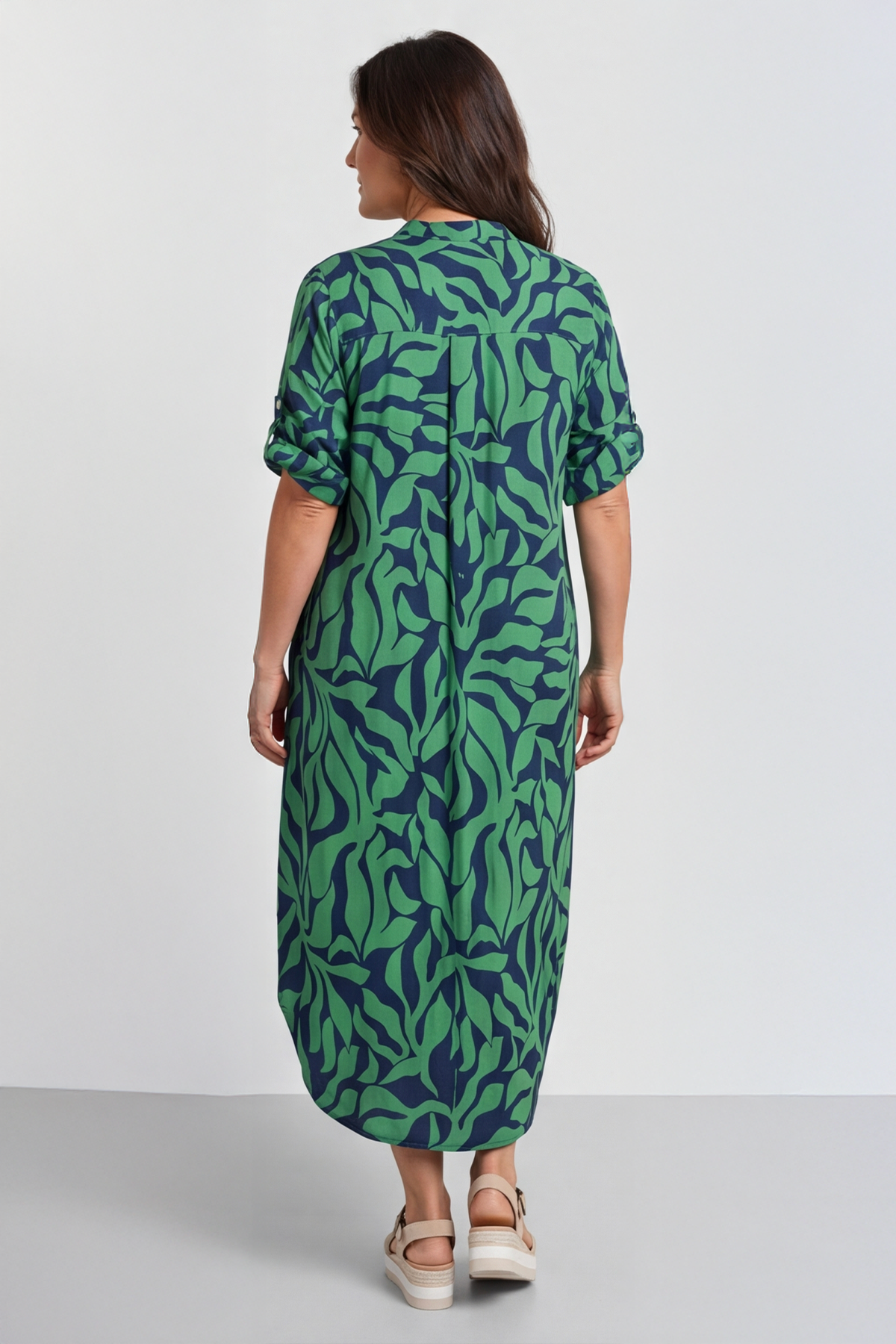 Carlyn Print Button Dress Green