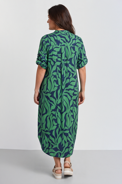 Carlyn Print Button Dress Green - Image 4