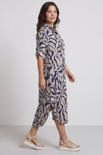 Carlyn Print Button Dress Stone Stone - Carlyn Print Button Dress Stone