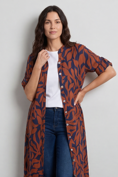 Carlyn Print Button Dress Burnt Orange