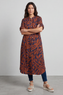 Carlyn Print Button Dress Burnt Orange