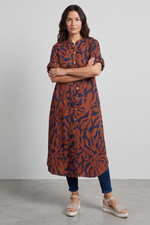 Carlyn Print Button Dress Burnt Orange Burnt Orange - Carlyn Print Button Dress Burnt Orange