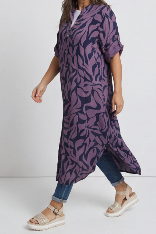 Carlyn Print Button Dress Purple - Image 4