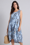 Carrie Sleeveless Pattern Cotton Dress Light Blue