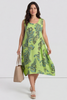 Carrie Sleeveless Pattern Cotton Dress Lime