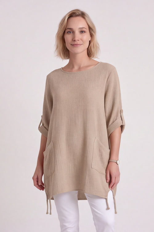 Casey Crinkle Cotton Top Stone - Image 5