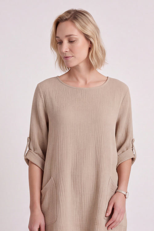 Casey Crinkle Cotton Top Stone - Image 4