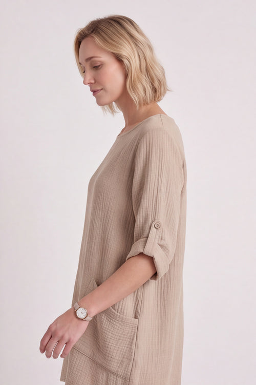 Casey Crinkle Cotton Top Stone - Image 3