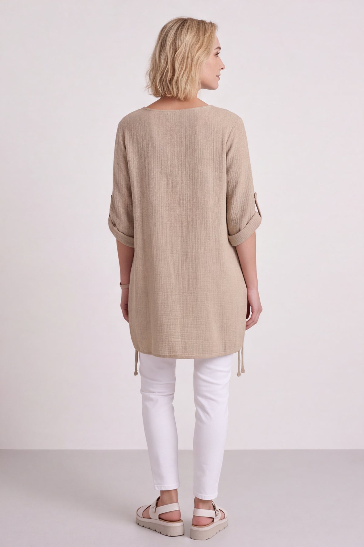 Casey Crinkle Cotton Top Stone
