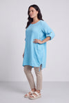 Casey Crinkle Cotton Tunic Kingfisher